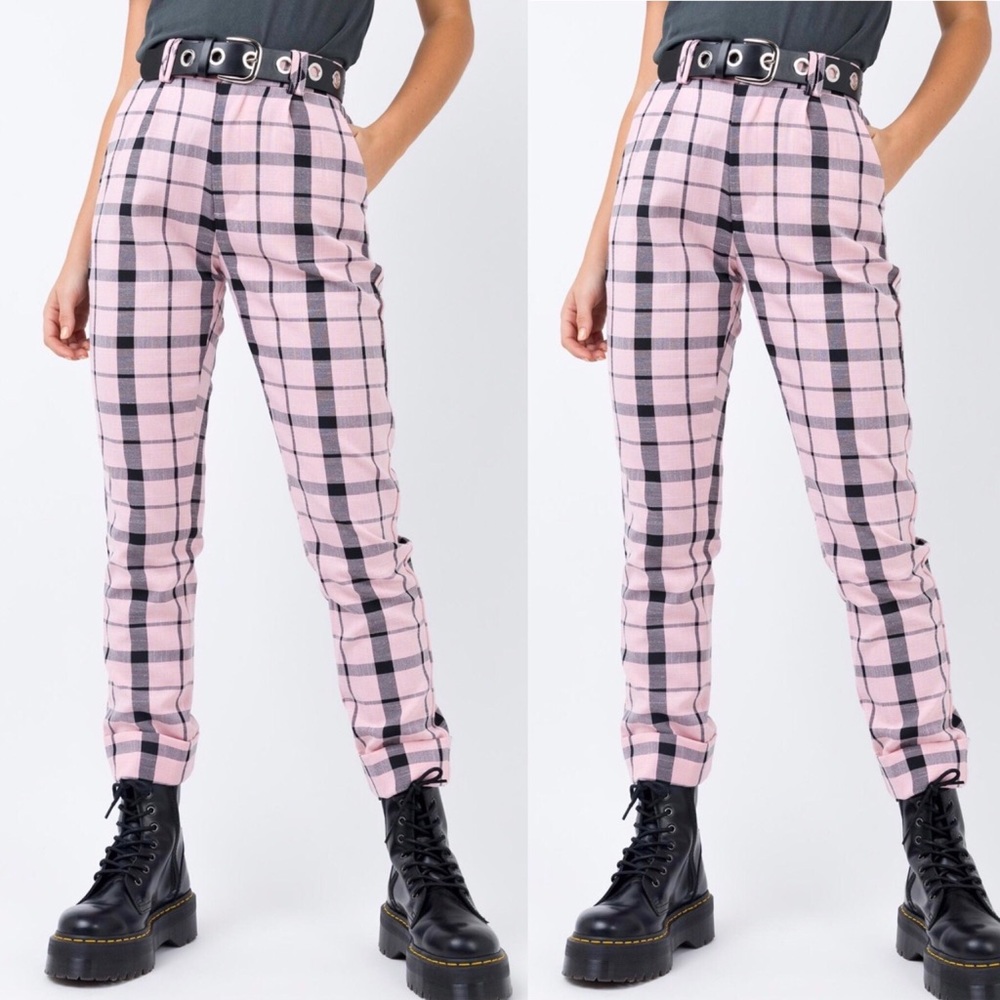 Pink Plaid Pants